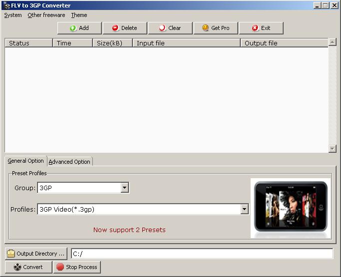 converts FLV video files to 3gp or 3gp2