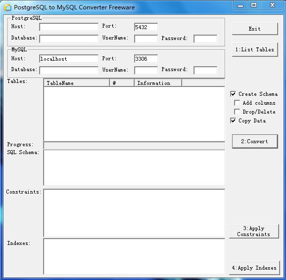 Windows 7 PostgreSQL to MySQL Converter 1.0.1 full