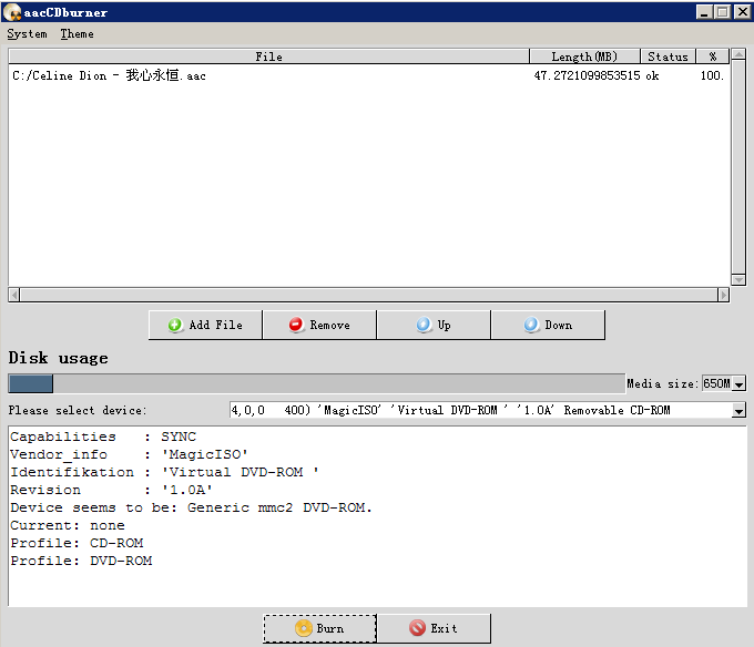 burn aac to audio CD easily.