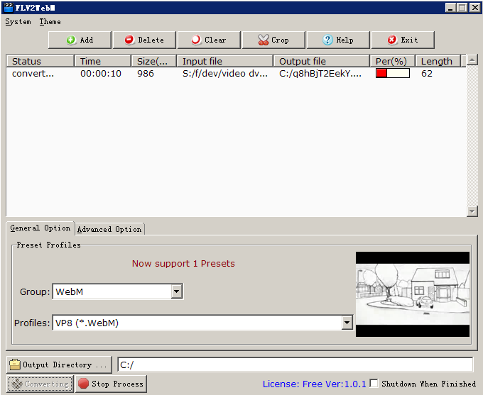 converts FLV video files to WebM