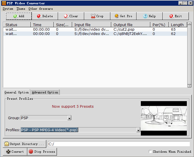 Convert video for PSP.